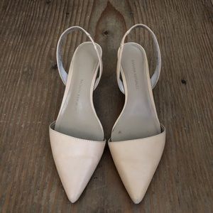Nude sling back kitten heels
